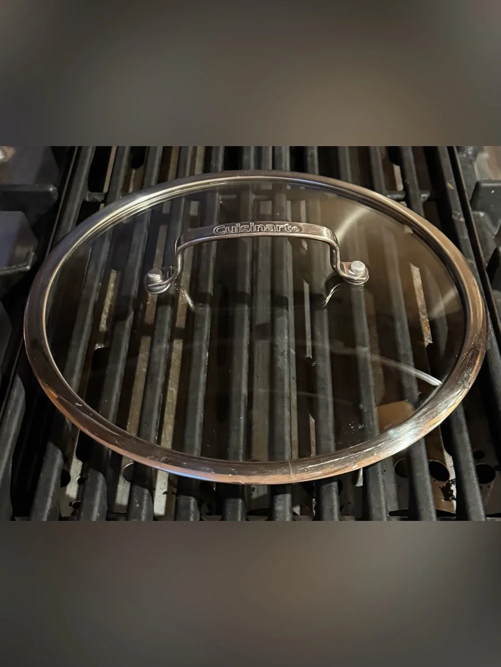 Cuisinart Clear Tempered Glass 9.5” Lid with Stainless Steel Rim & Handle